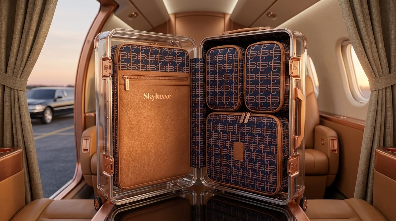 Fine leather luggage awaiting departure — the materials of a considered life.